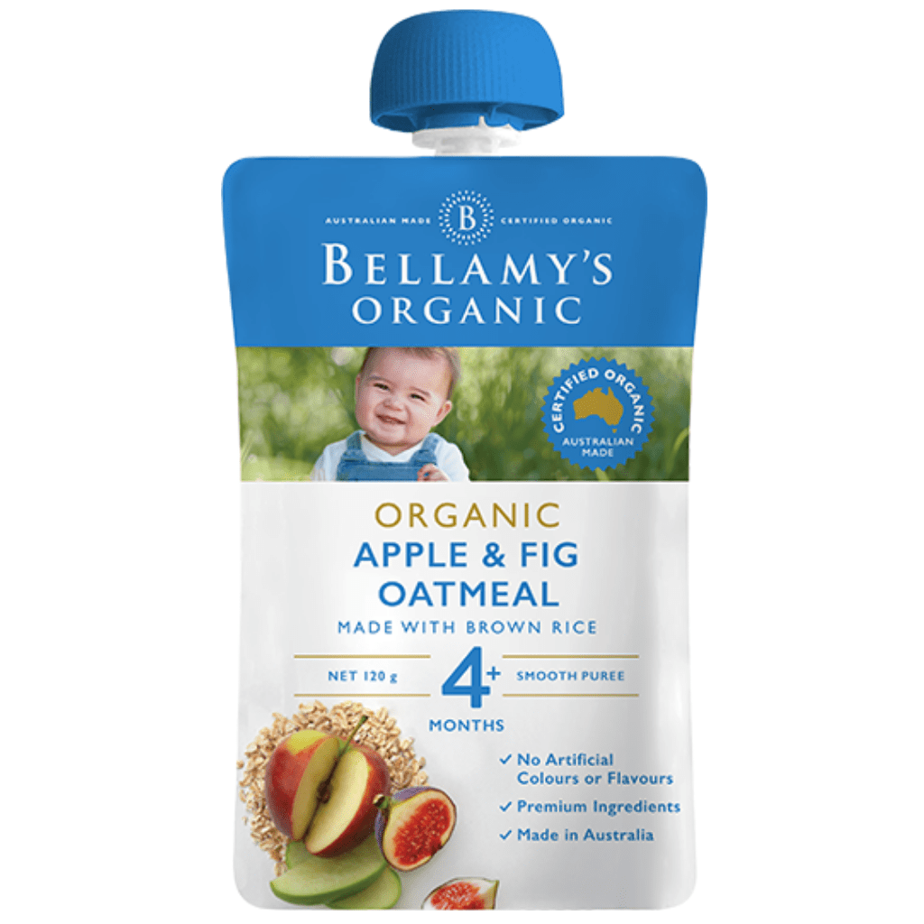Bellamy's Organic Apple and Fig Oatmeal Pouch - SHORT DATED - Naked Baby Eco Boutique