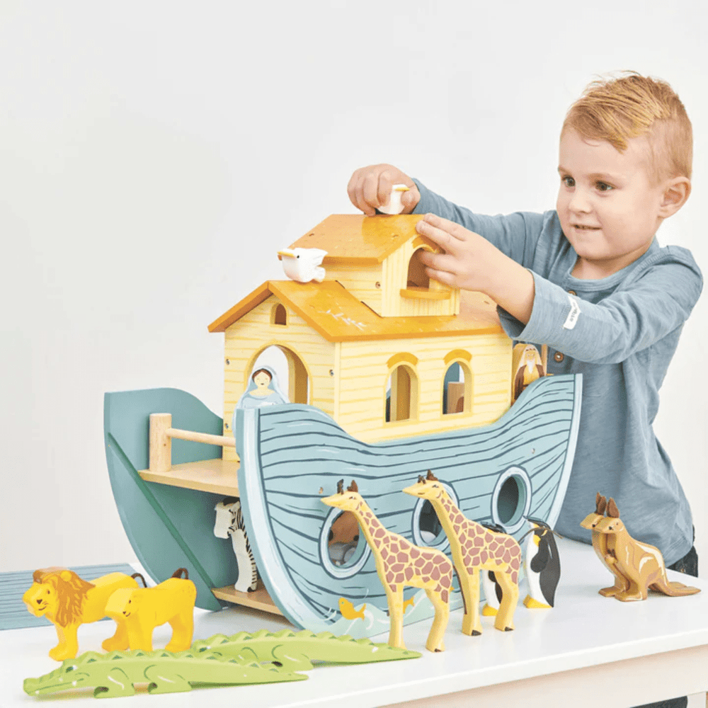 Little-Boy-Playing-With-Le-Toy-Van-Great-Noahs-Ark-Naked-Baby-Eco-Boutique