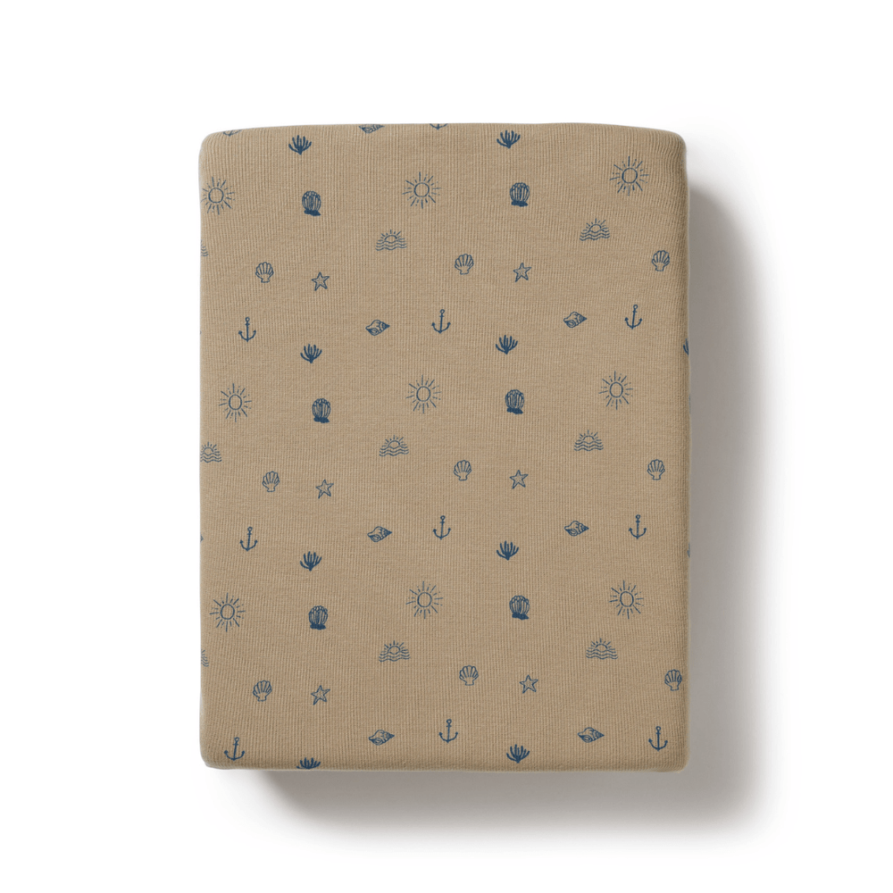 Fabric-covered Wilson & Frenchy notebook with a nautical pattern on a white background, available for final sale at our outlet.