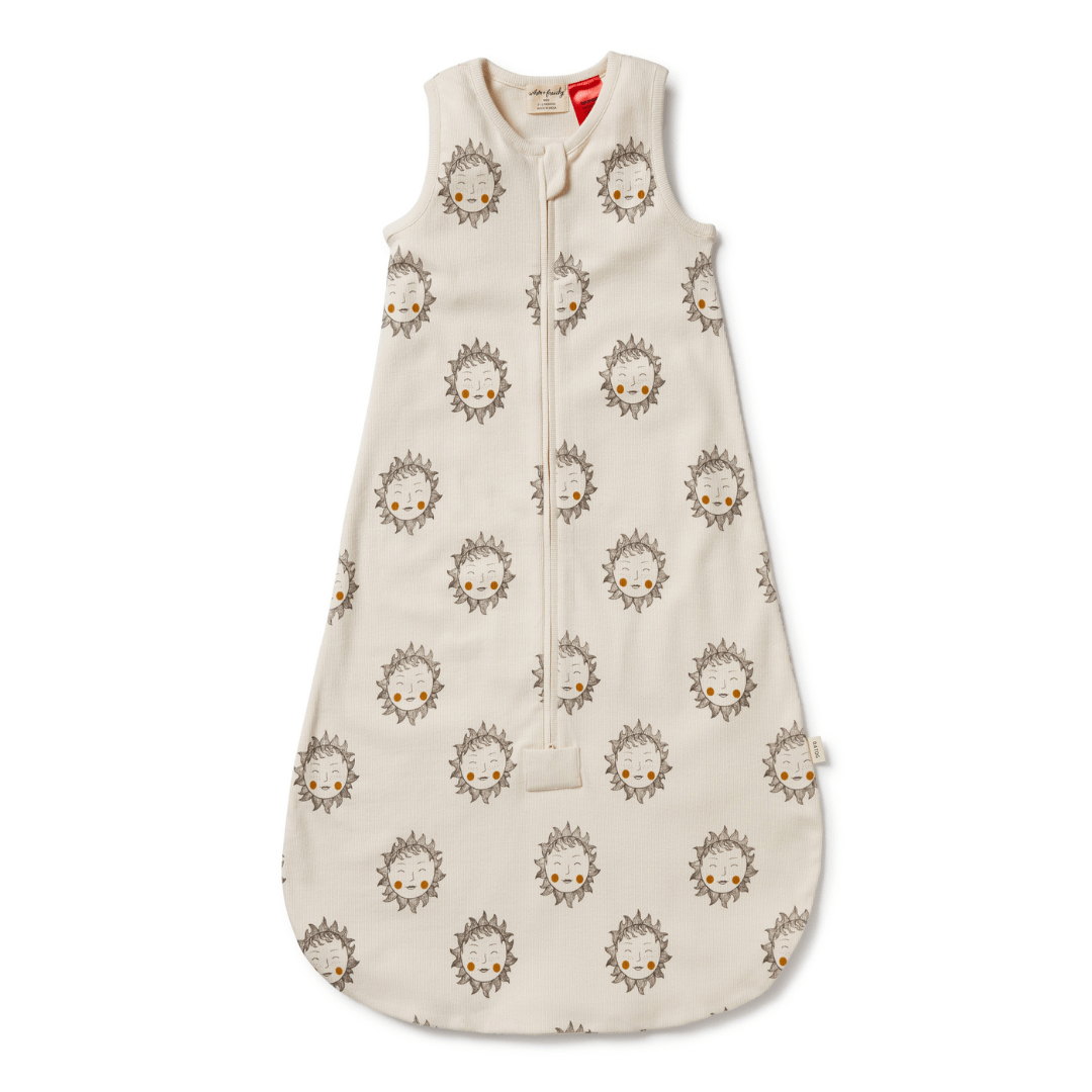 A Wilson & Frenchy summer sleeping bag for babies made from organic cotton, featuring an owl print.