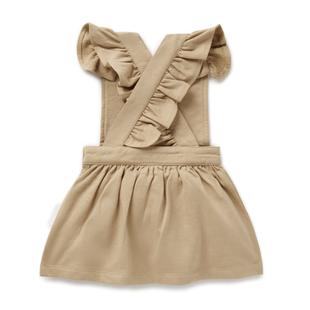 Aster-And-Oak-Organic-Cotton-Embroidered-Pinafore-Dress-Taupe-Floral-Back-Of-Dress-Naked-Baby-Eco-Boutique