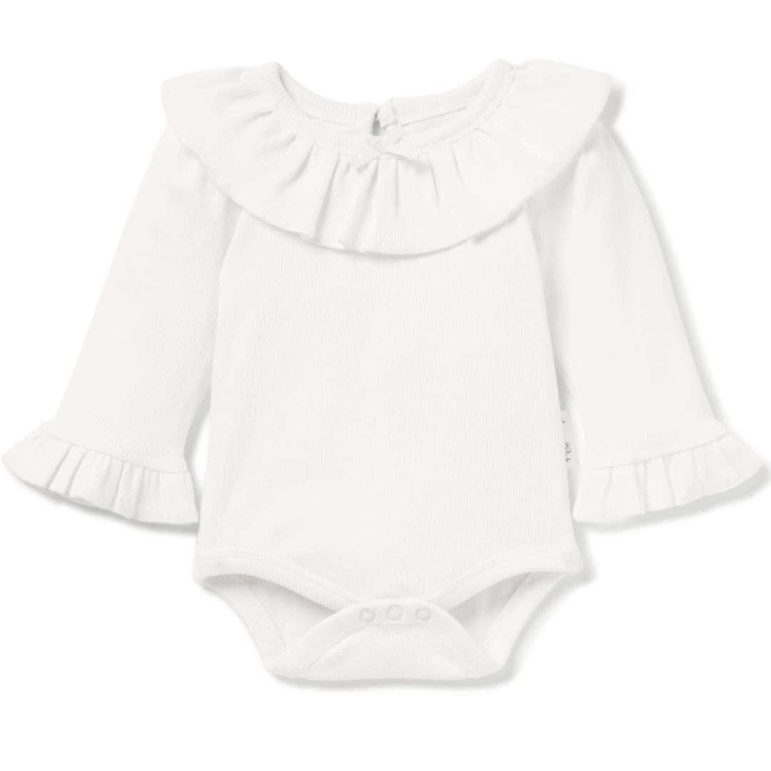 PRE-ORDER: Aster & Oak Organic Rib Flutter Onesie - Naked Baby Eco Boutique