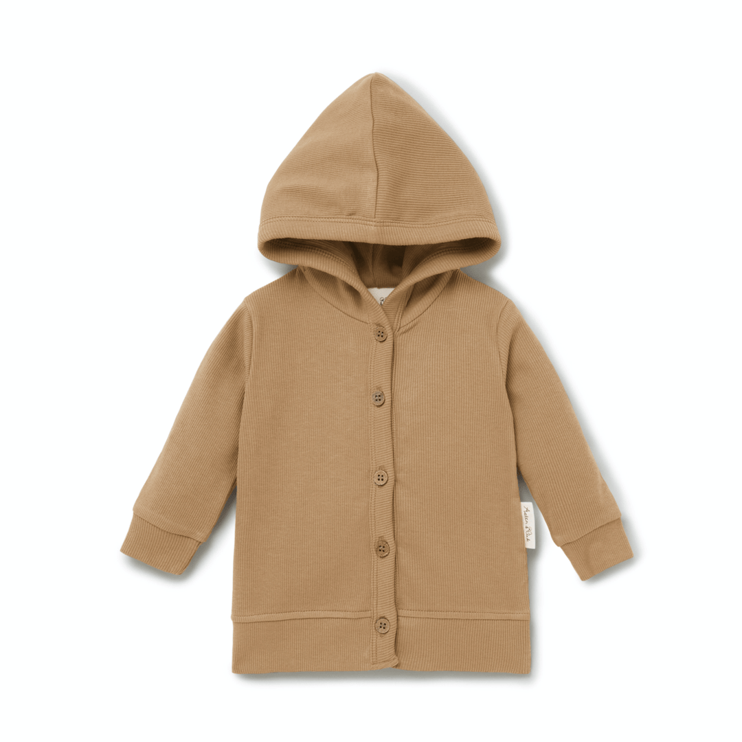 Taffy / 0-3 Months (000) Aster & Oak Organic Rib Hooded Cardigan (Multiple Variants) - Naked Baby Eco Boutique