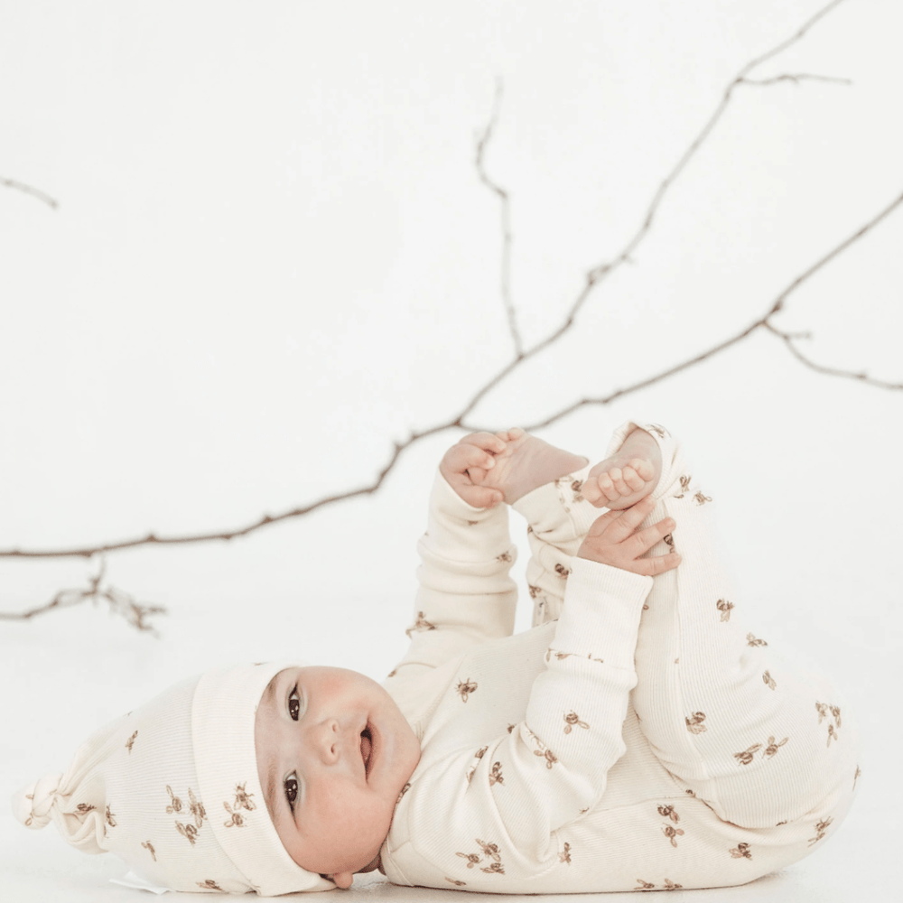 PRE-ORDER: Aster & Oak Organic Cotton Rib Long-Sleeved Zip Romper - Naked Baby Eco Boutique
