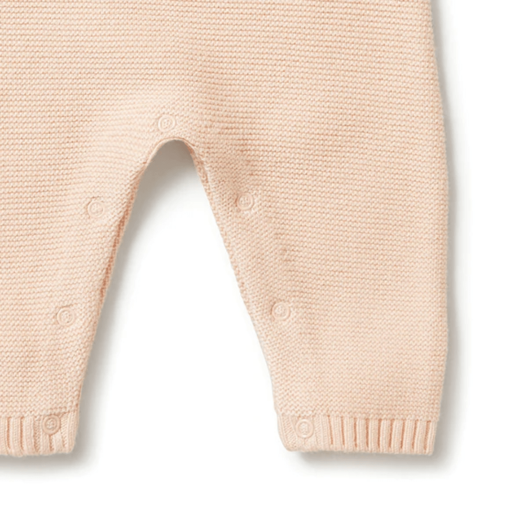 Close-Up-Of-Snaps-Wilson-And-Frenchy-Knitted-Overalls-Blush-Naked-Baby-Eco-Boutique