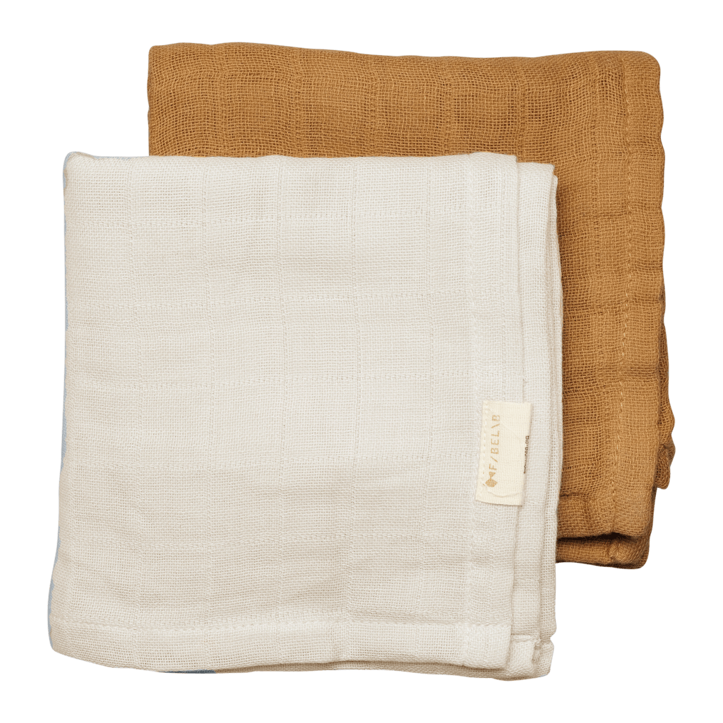 Fawn (Natural/Ochre) Fabelab Organic Muslin Squares (Multiple Variants) - Naked Baby Eco Boutique