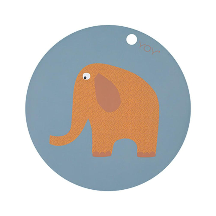Elephant (Blue) OYOY Mini Round Silicone Placemat (Multiple Variants) - Naked Baby Eco Boutique