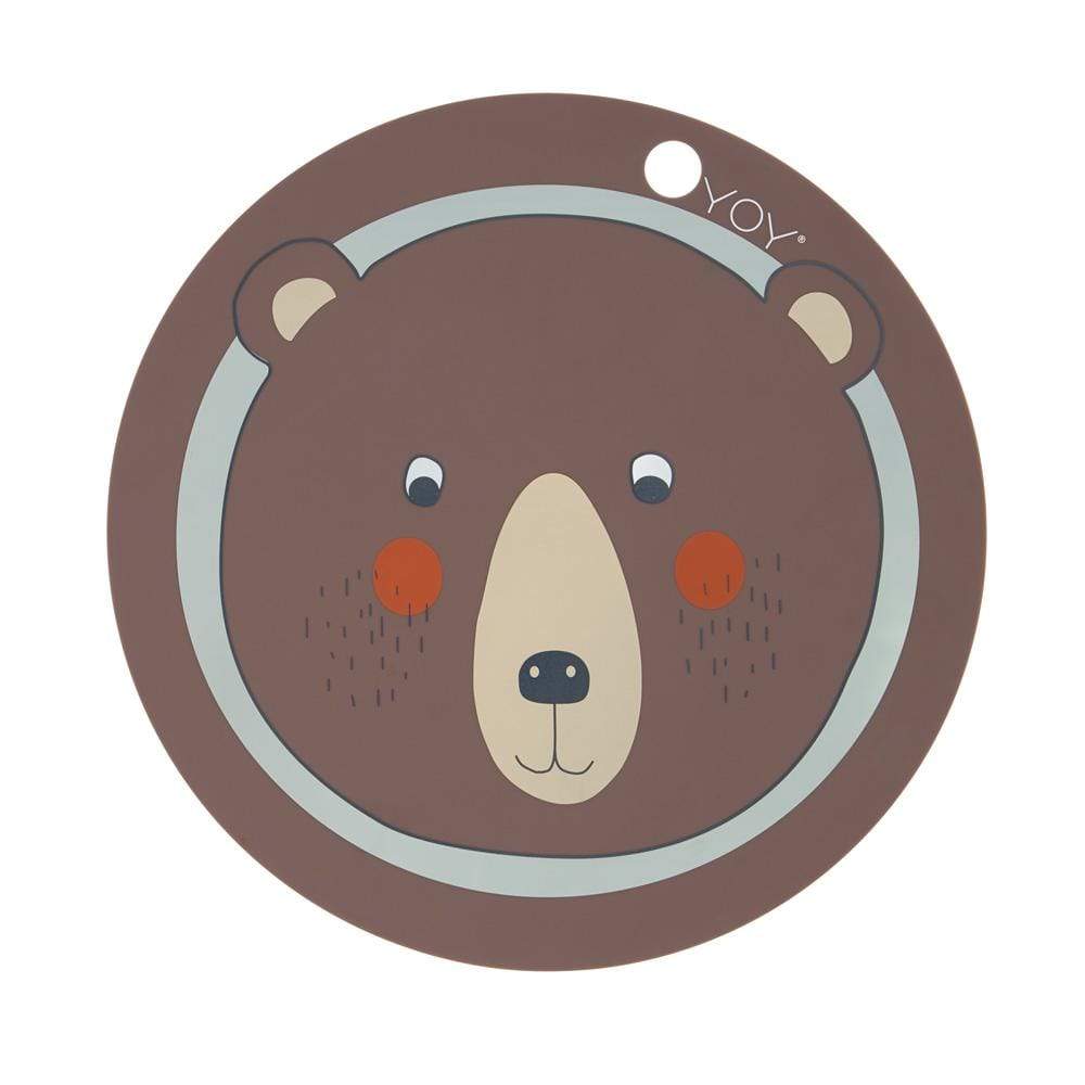 Bear (Brown) OYOY Mini Round Silicone Placemat (Multiple Variants) - Naked Baby Eco Boutique