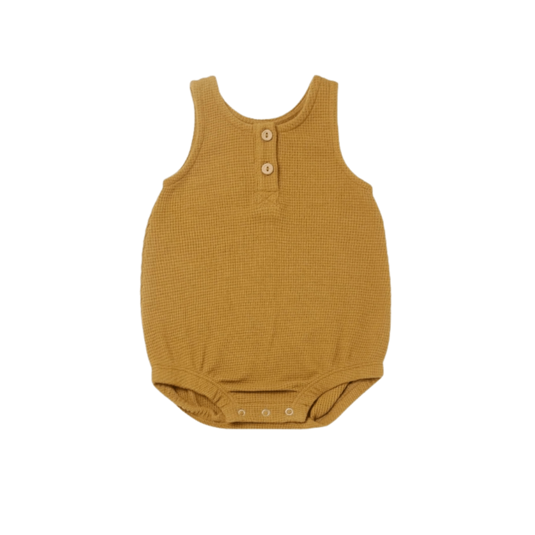 Quincy-Mae-Organic-Waffle-Sleeveless-Bubble-Romper-Ochre-Naked-Baby-Eco-Boutique