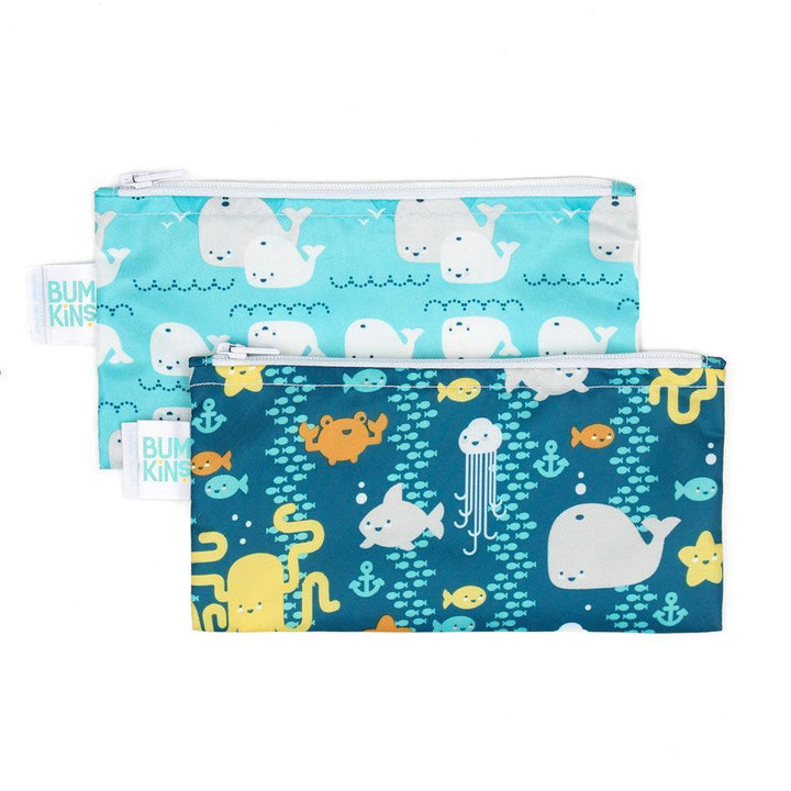Sea Friends/Whales Bumkins Small Reusable Snack Bags (2-Pack) - Multiple Styles - Naked Baby Eco Boutique