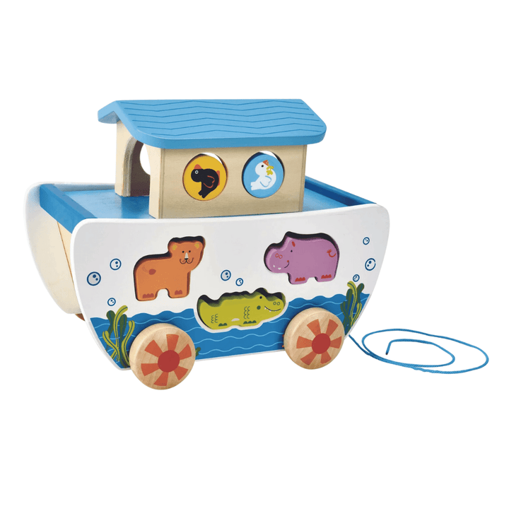 Animals-In-The-Ark-On-Hape-Pull-Along-Noahs-Ark-Naked-Baby-Eco-Boutique