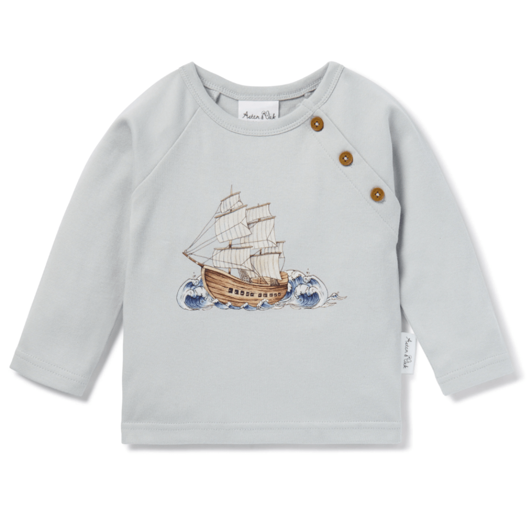 PRE-ORDER: Aster & Oak Organic Print Long Sleeve Tee - Naked Baby Eco Boutique
