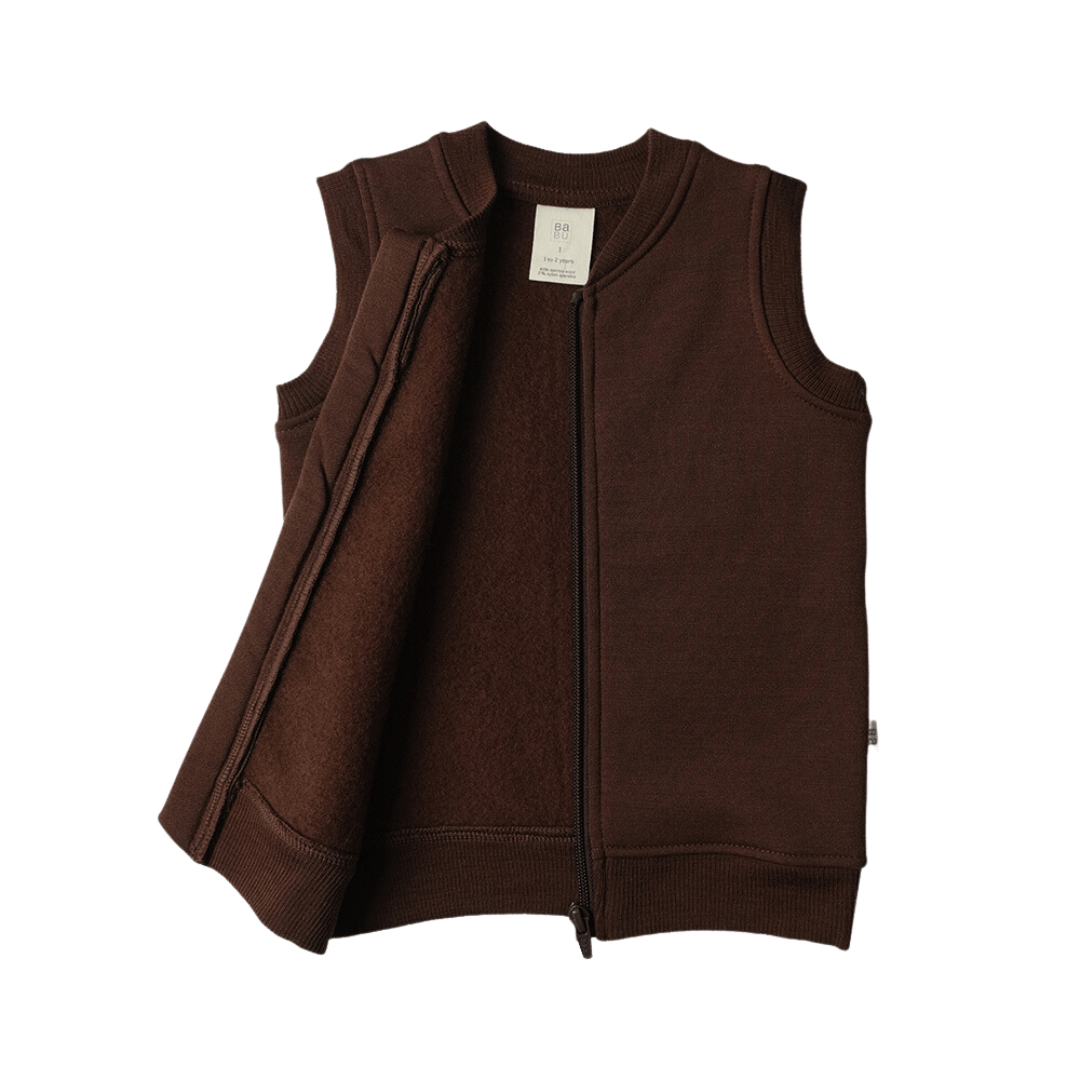 Babu-Merino-Fleece-Vest-Chocolate-Open-Zip-Naked-Baby-Eco-Boutique