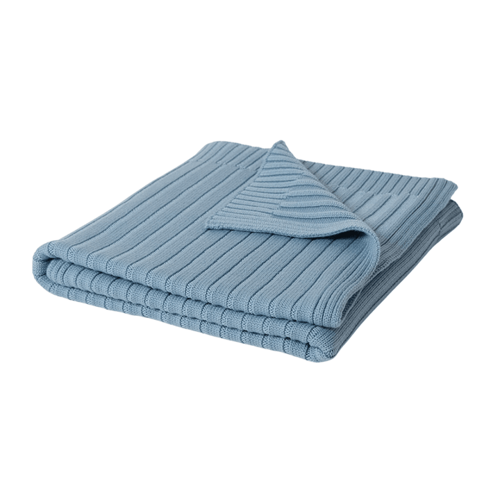 Sky Blue Rib Babu Merino Rib Knit Blanket (Multiple Variants) - Naked Baby Eco Boutique