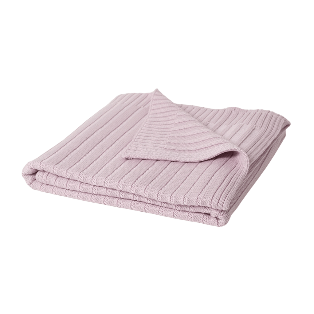 Soft Mauve Rib Babu Merino Rib Knit Blanket (Multiple Variants) - Naked Baby Eco Boutique