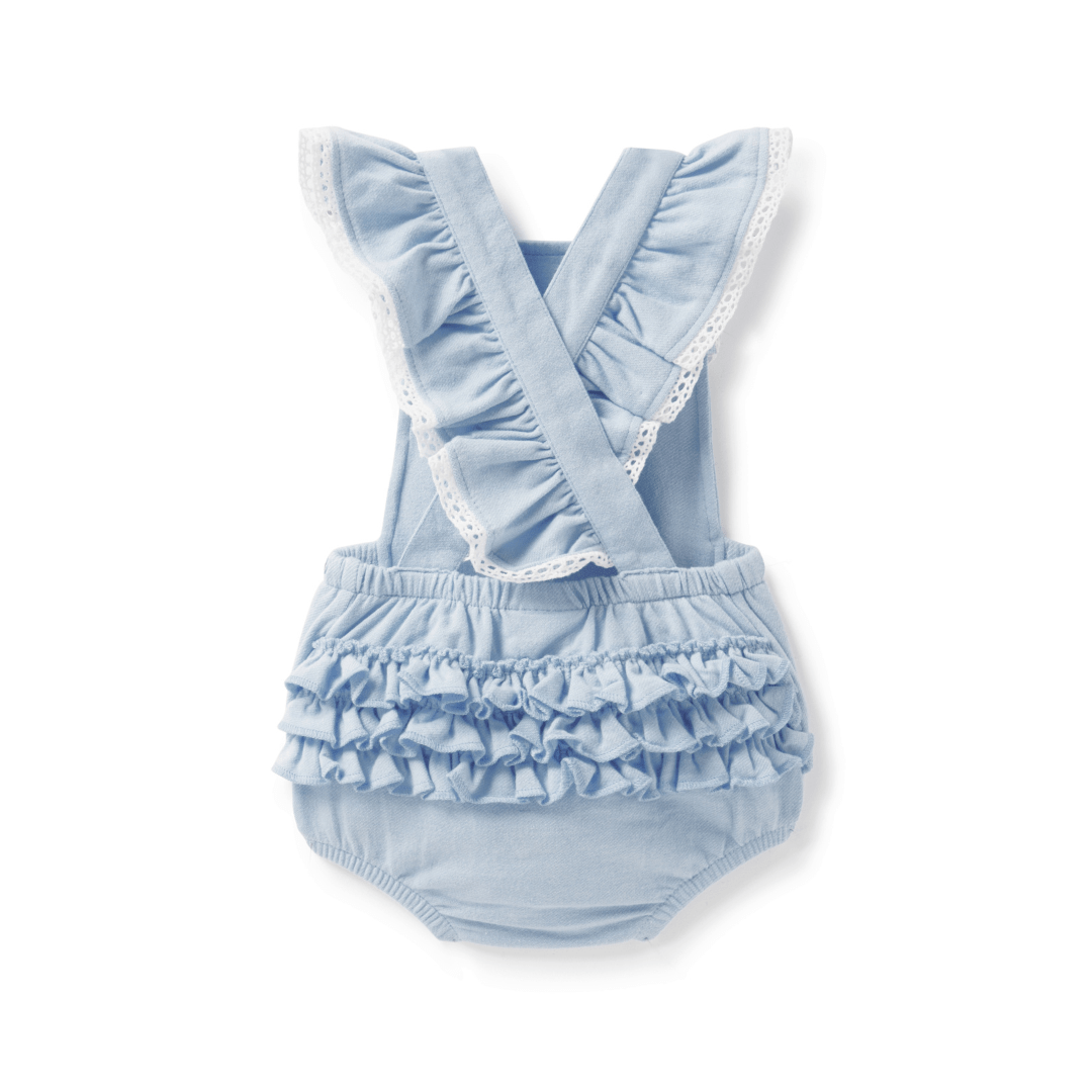 Back-Of-Aster-And-Oak-Organic-Cotton-Chambray-Ruffle-Playsuit-Naked-Baby-Eco-Boutique