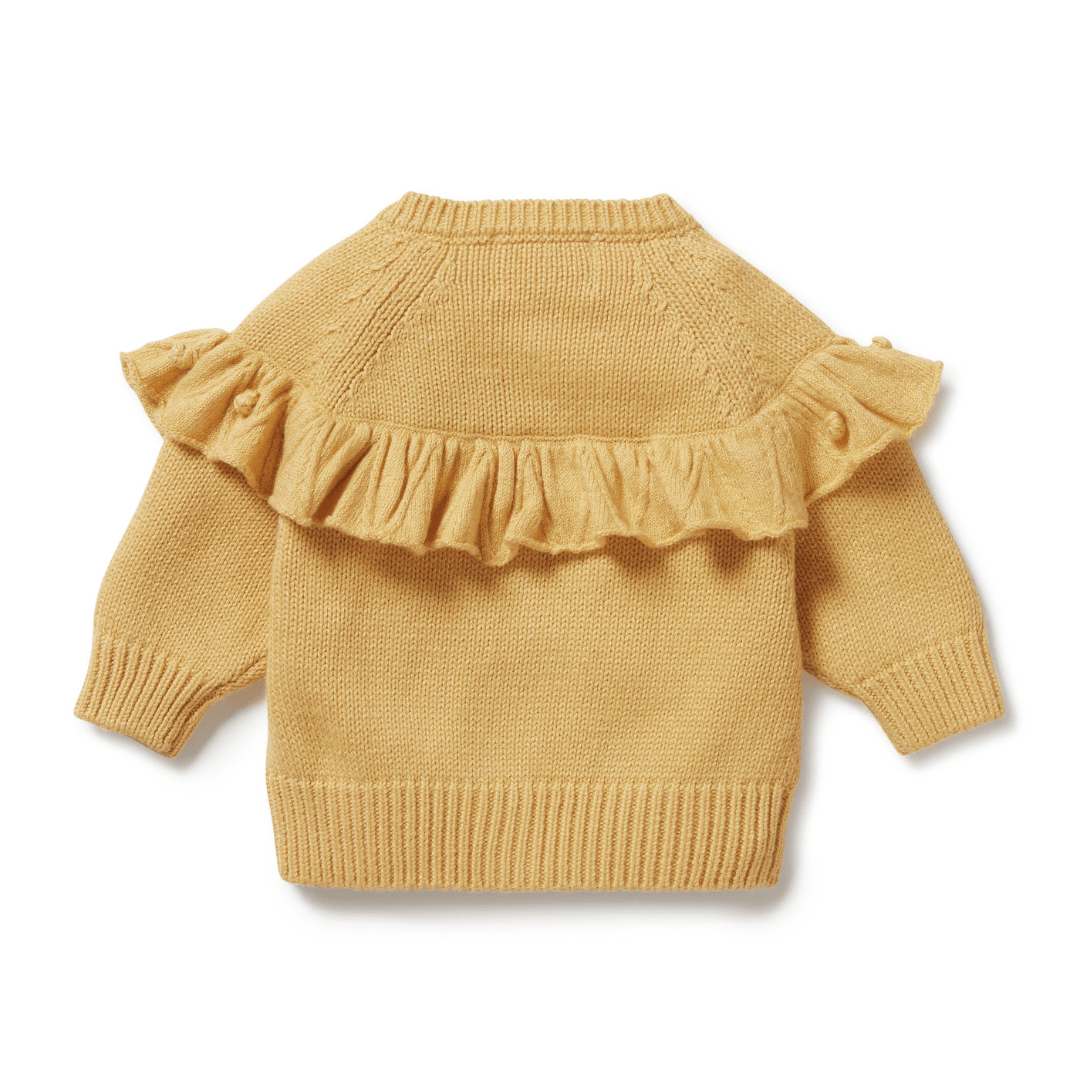 Back-Of-Wilson-And-Frenchy-Knitted-Ruffle-Cardigan-Dijon-Naked-Baby-Eco-Boutique