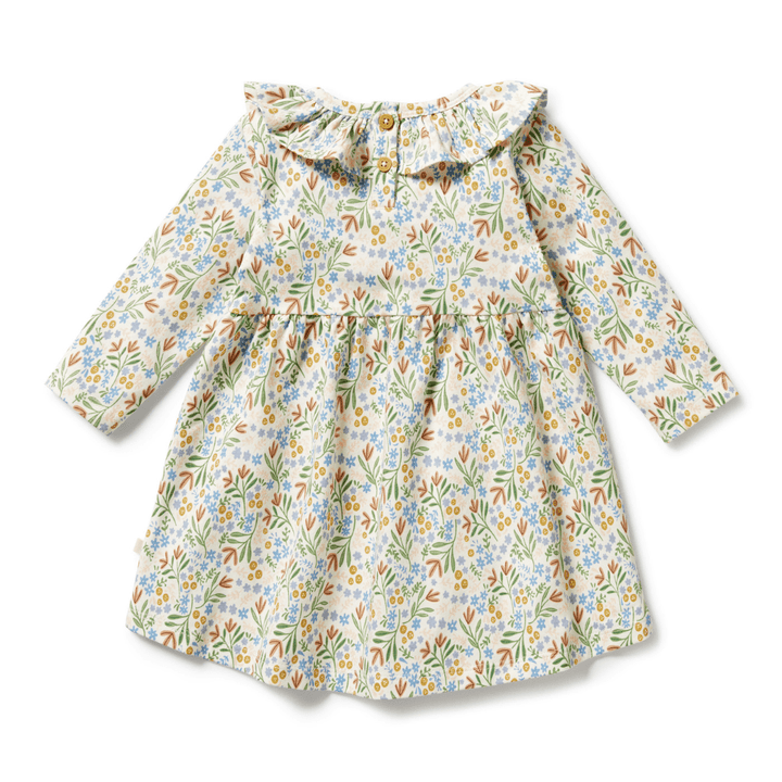 Back-Of-Wilson-And-Frenchy-Organic-Long-Sleeved-Ruffle-Dress-Tinker-Floral-Naked-Baby-Eco-Boutique