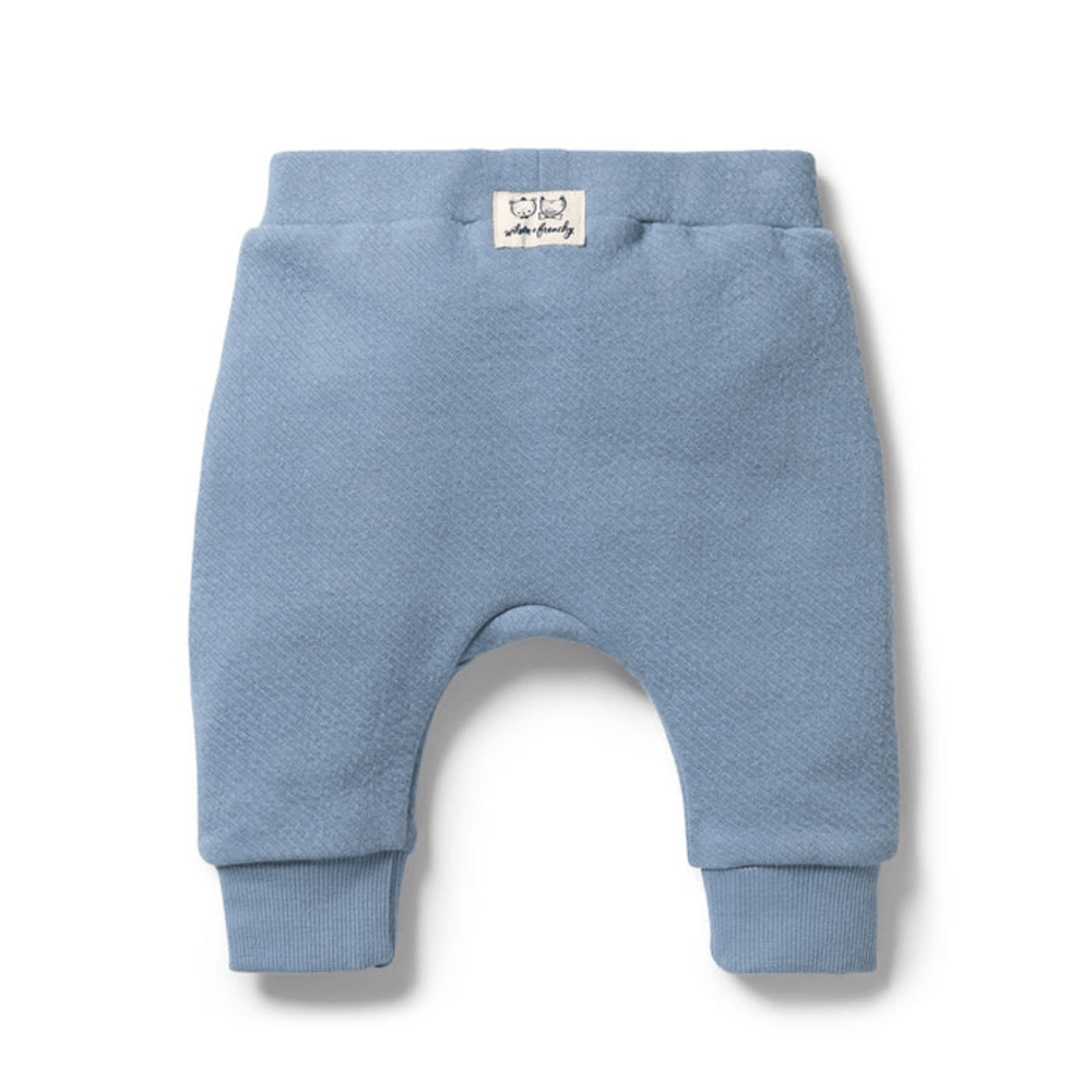 Wilson & Frenchy Organic Quilted Pants made of GOTS certified organic cotton isolated on a white background.