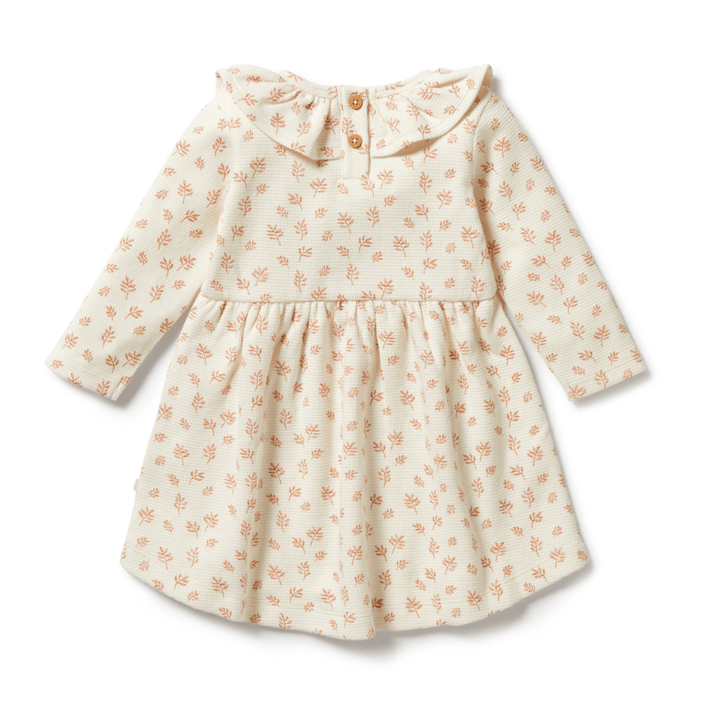 Back-Of-Wilson-And-Frenchy-Organic-Waffle-Long-Sleeved-Ruffle-Dress-Winter-Bloom-Naked-Baby-Eco-Boutique
