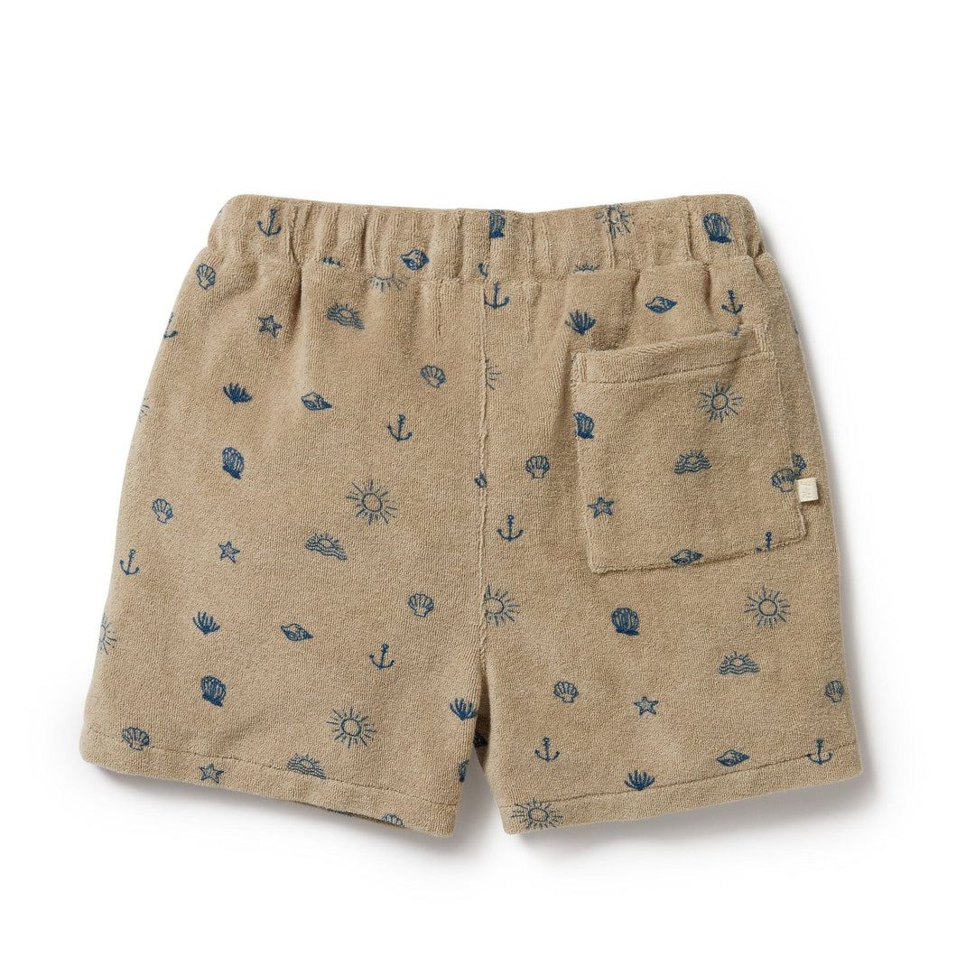 Wilson & Frenchy Organic Terry Kids Shorts with stars and anchors, perfect for summer days.