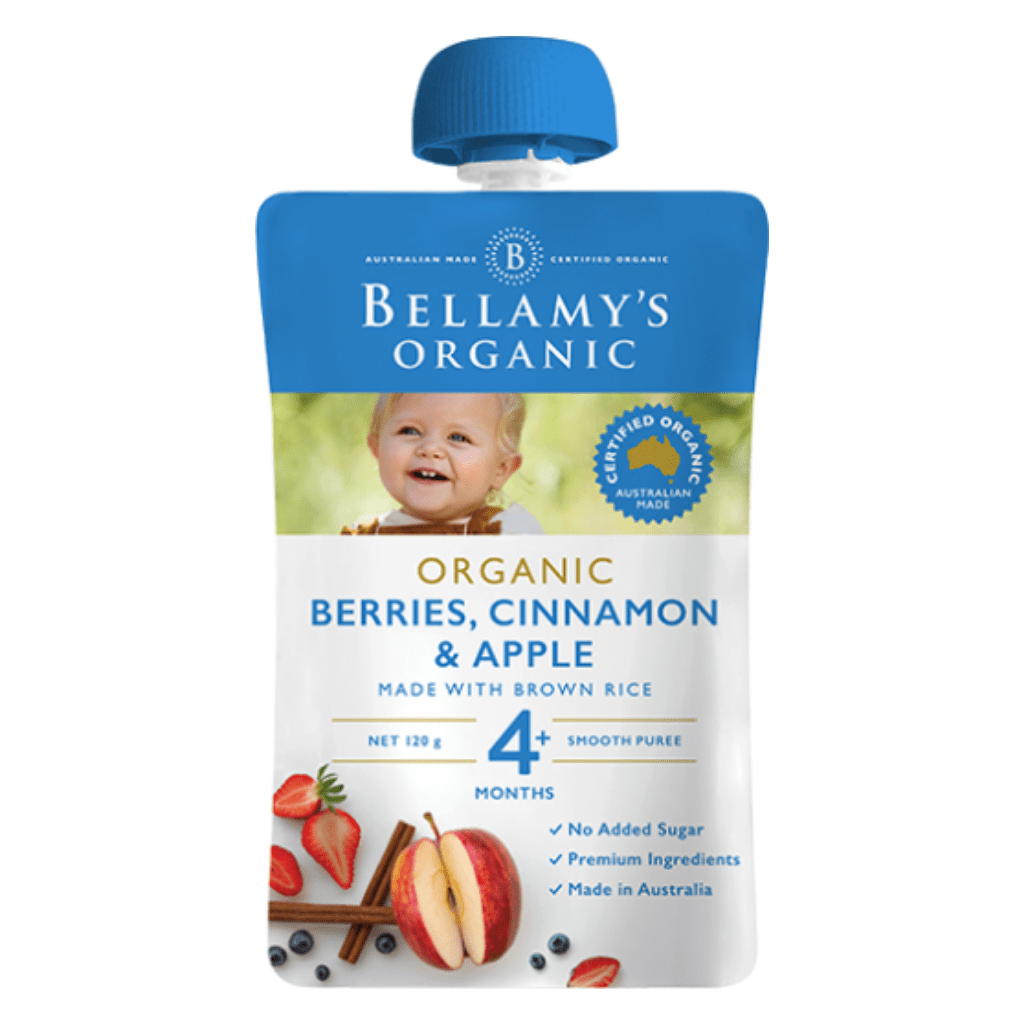 Bellamy's Organic Berries, Cinnamon and Apple Ready-to-Serve Baby Food - SHORT DATED - Naked Baby Eco Boutique