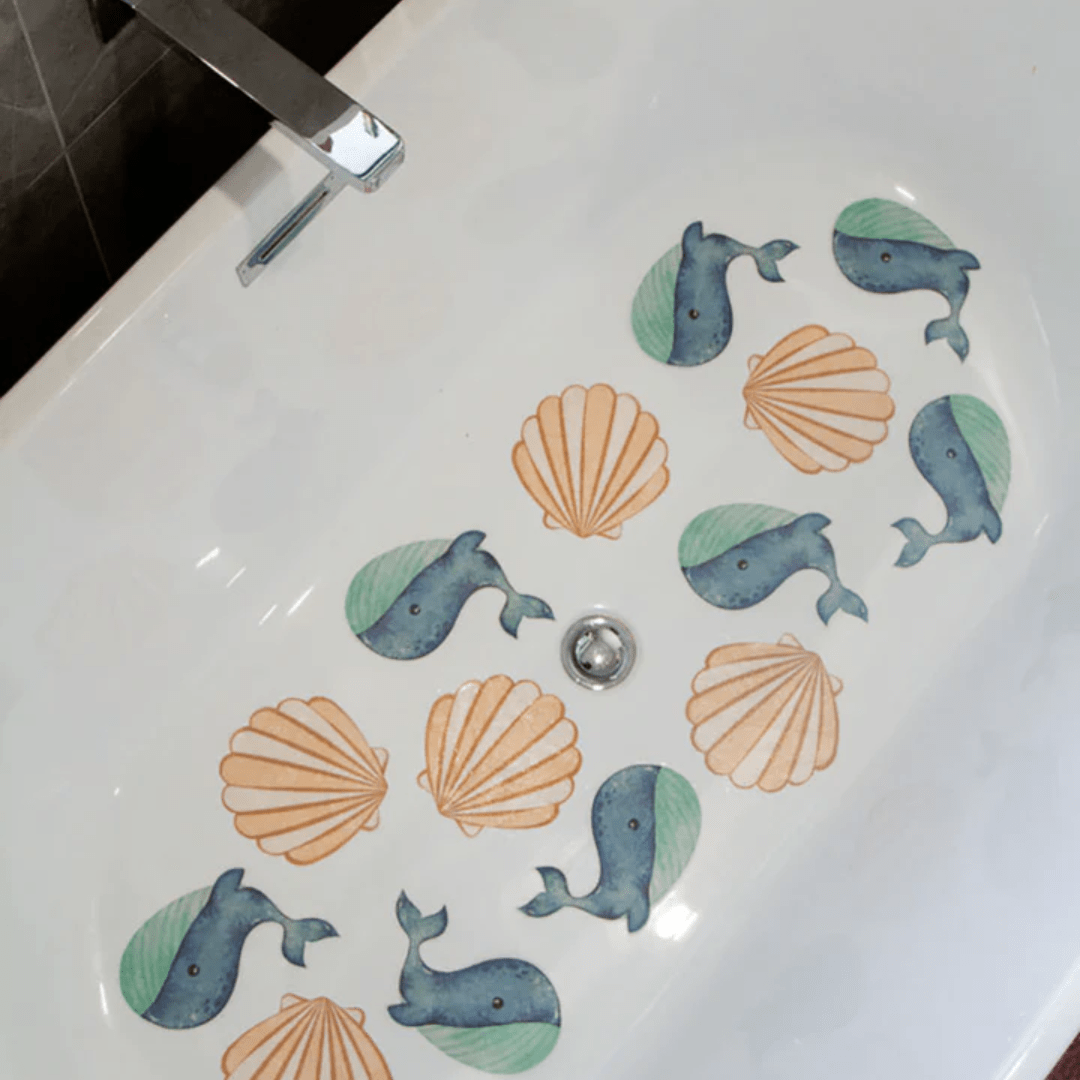 Blue-Whale-And-Sea-Shell-In-Bath-Zazi-Slip-Safe-Bath-Spots-Naked-Baby-Eco-Boutique