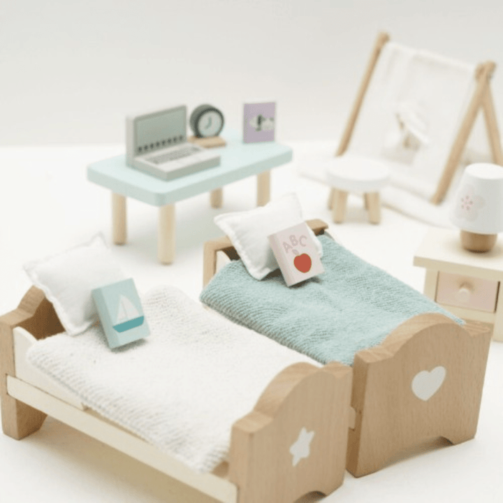 Close-Up-Of-Beds-In-Le-Toy-Van-Daisylane-Childrens-Bedroom-Dollhouse-Furniture-Naked-Baby-Eco-Boutique