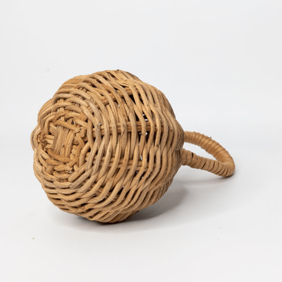 A Classical Child Rattan Rattle (Multiple Variants) with a handle on a white background.