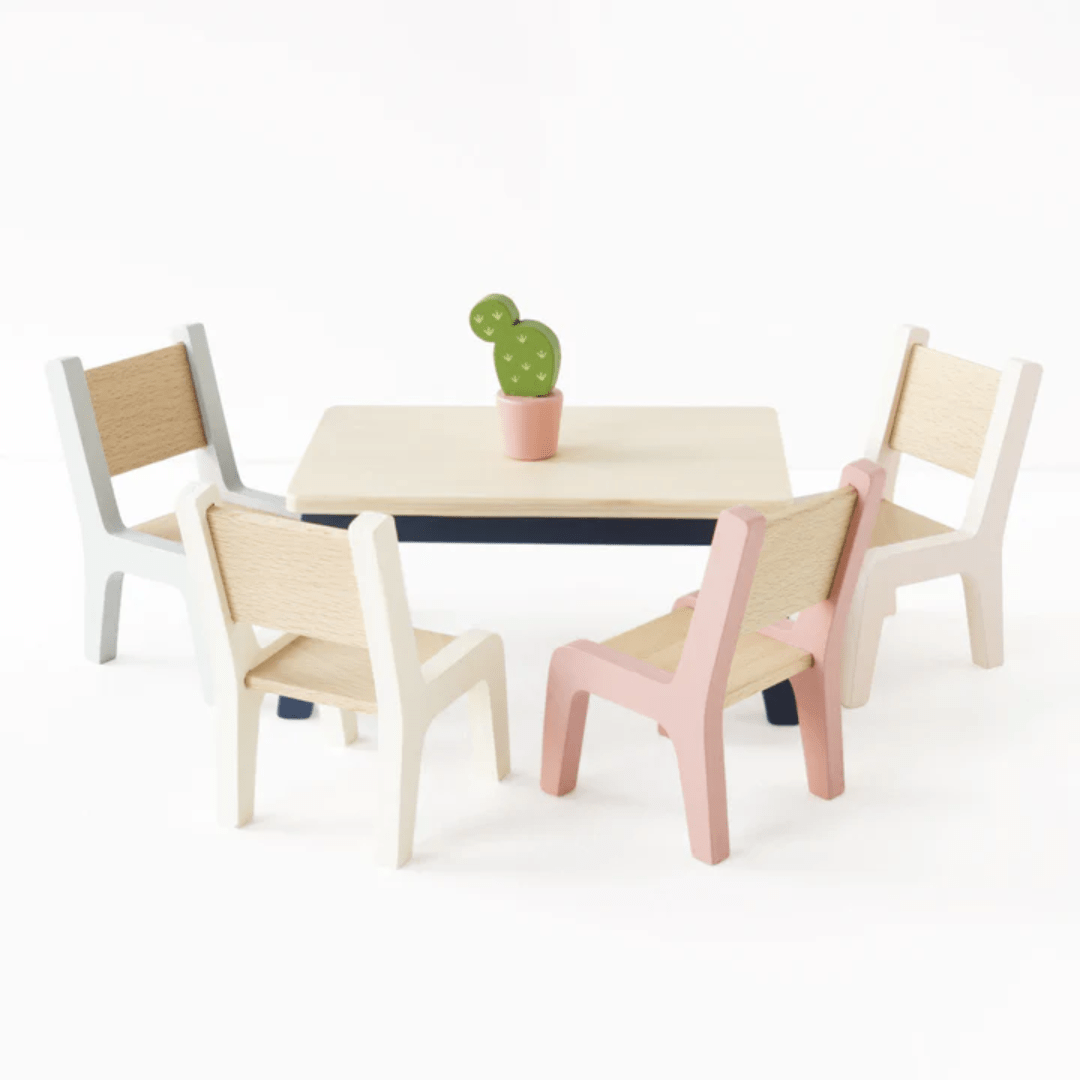 Close-Up-Of-Dining-Set-In-Styled-Image-Of-Le-Toy-Van-Dollhouse-Furniture-Starter-Set-Naked-Baby-Eco-Boutique