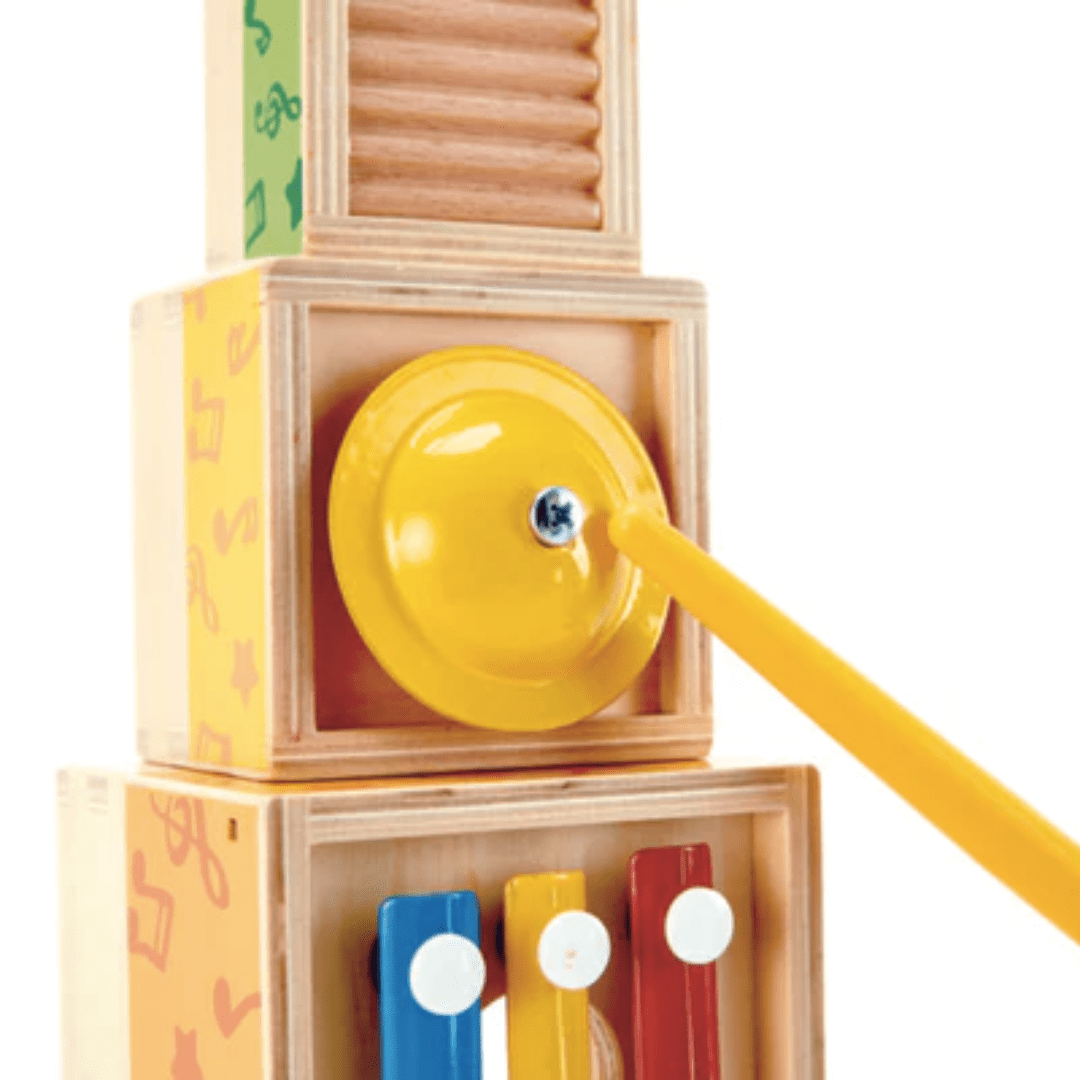 The Hape brand's Hape Stacking Music Set features a stack of musical stacking blocks that combine the fun of building with the joy of creating beautiful melodies on a wooden xylophone. Perfect for children's.