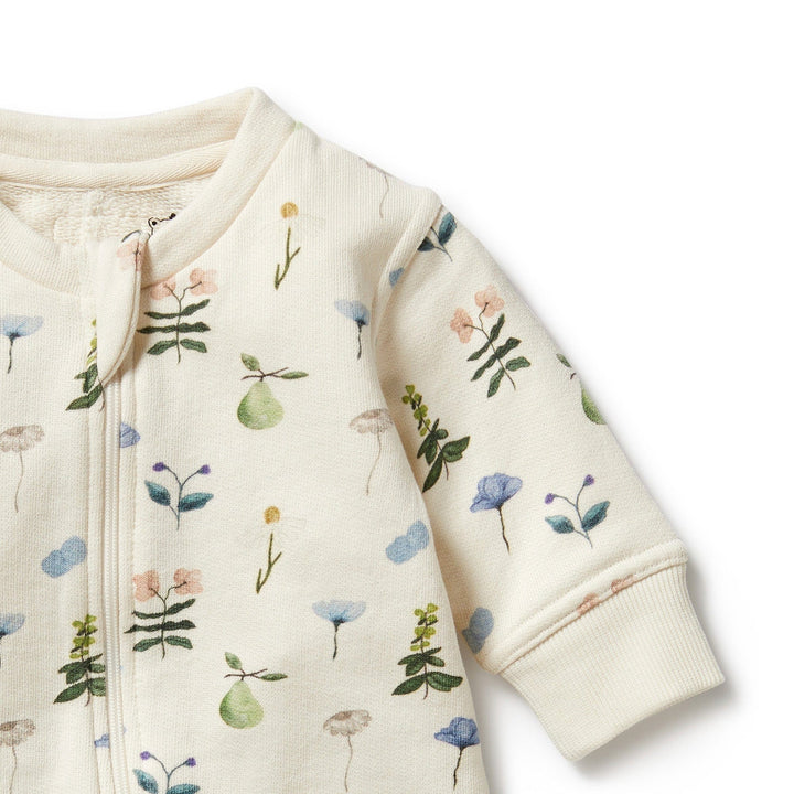 Close-Up-Of-Neck-And-Sleeve-On-Wilson-And-Frenchy-Organic-Terry-Growsuit-Petit-Garden-Naked-Baby-Eco-Boutique
