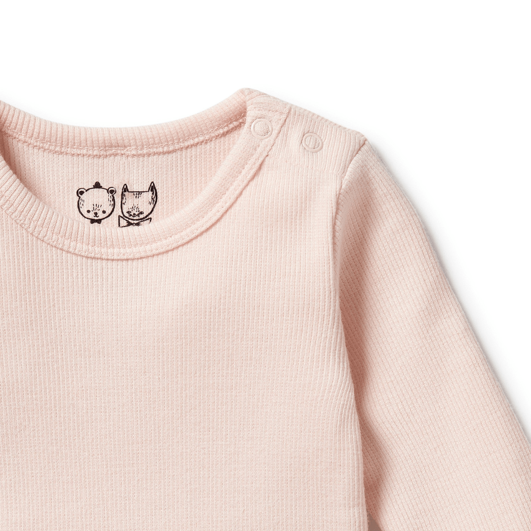 Close-Up-Of-Neck-On-Wilson-And-Frenchy-Organic-Rib-Long-Sleeved-Onesie-Pink-Naked-Baby-Eco-Boutique