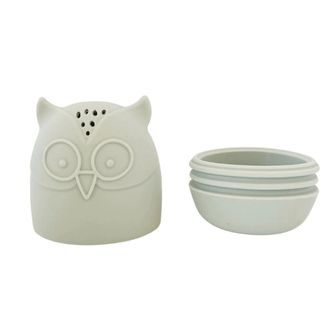 An owl-shaped Classical Child Silicone Bath Toys Set (Multiple Variants) featuring fine motor skills.