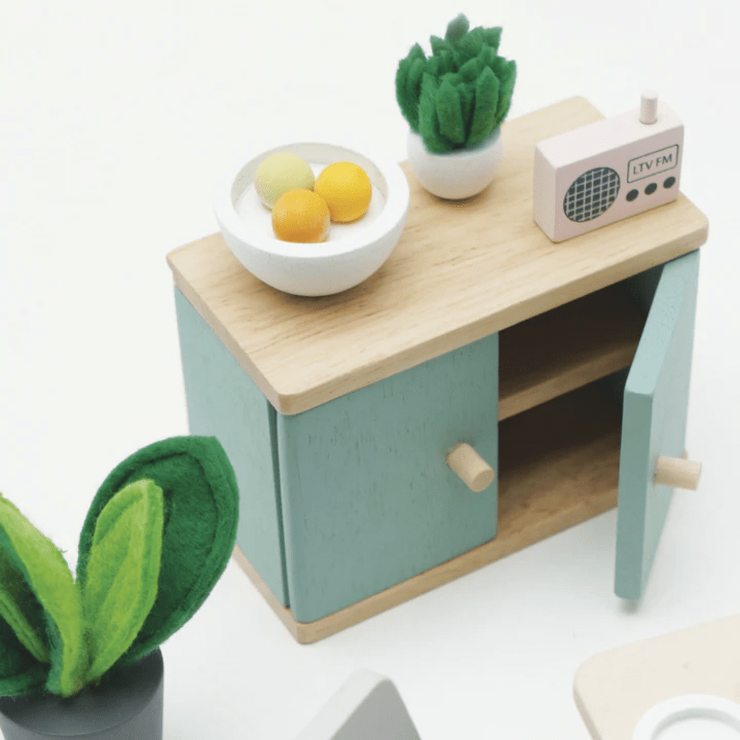 Close-Up-Of-Sideboard-With-Accessories-In-Le-Toy-Van-Dining-Room-Dollhouse-Furniture-Naked-Baby-Eco-Boutique