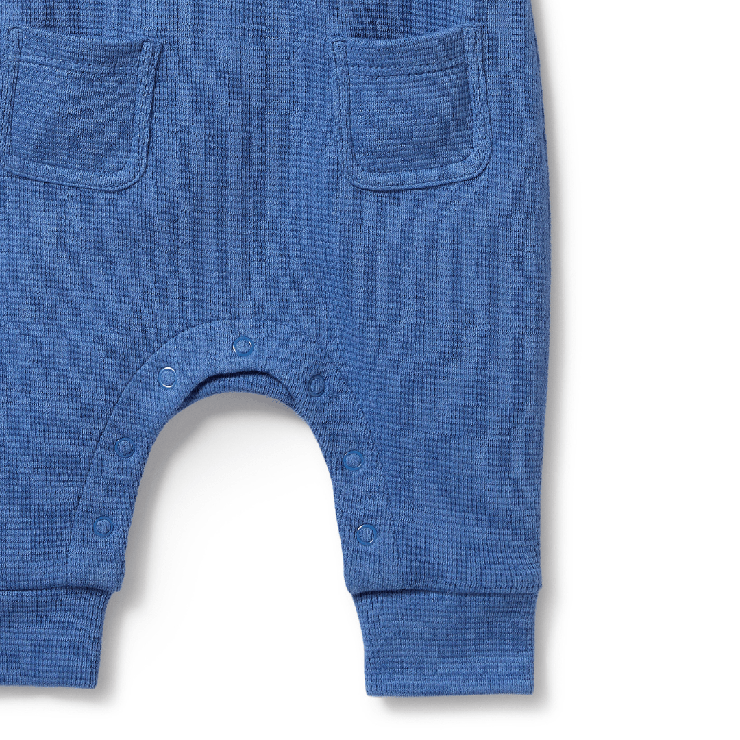 Close-Up-Of-Snaps-On-Wilson-And-Frenchy-Organic-Waffle-Overalls-Brilliant-Blue-Naked-Baby-Eco-Boutique