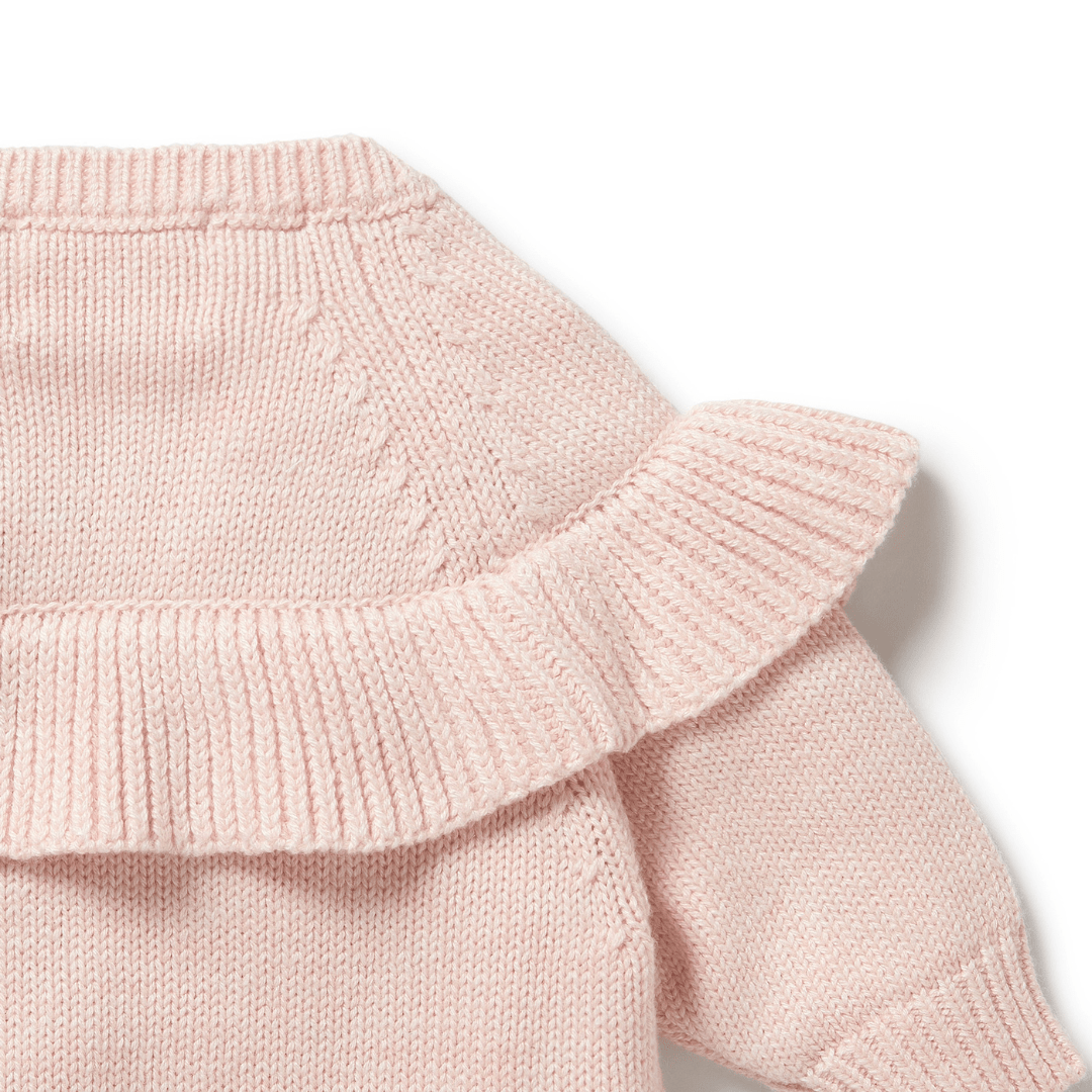 Close-Up-Of-The-Back-Of-Wilson-And-Frenchy-Knitted-Ruffle-Jumper-Naked-Baby-Eco-Boutique