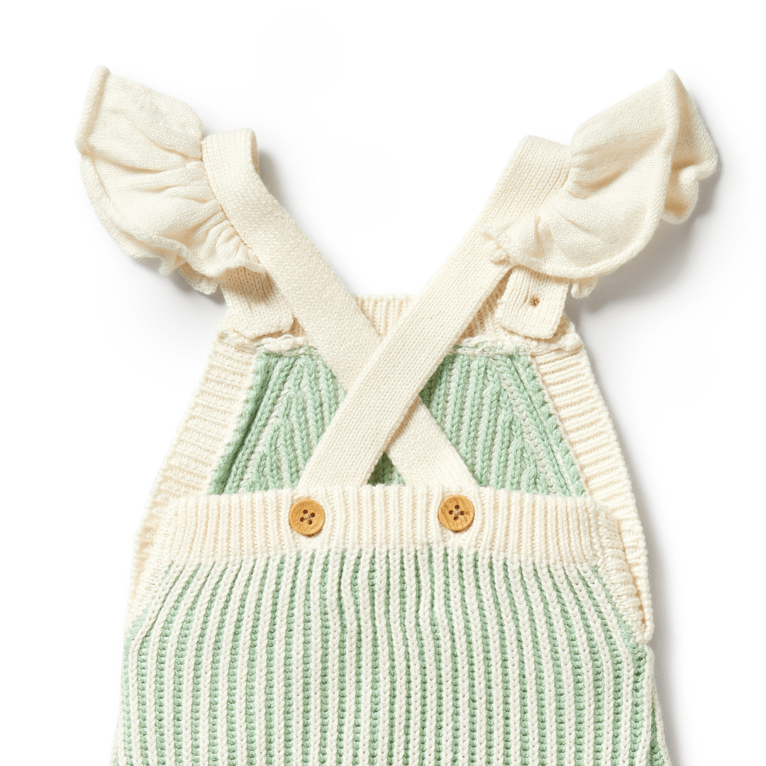 Close-Up-Of-The-Buttons-On-The-Back-Of-Wilson-And-Frenchy-Knitted-Ruffle-Overalls-Mint-Green-Naked-Baby-Eco-Boutique