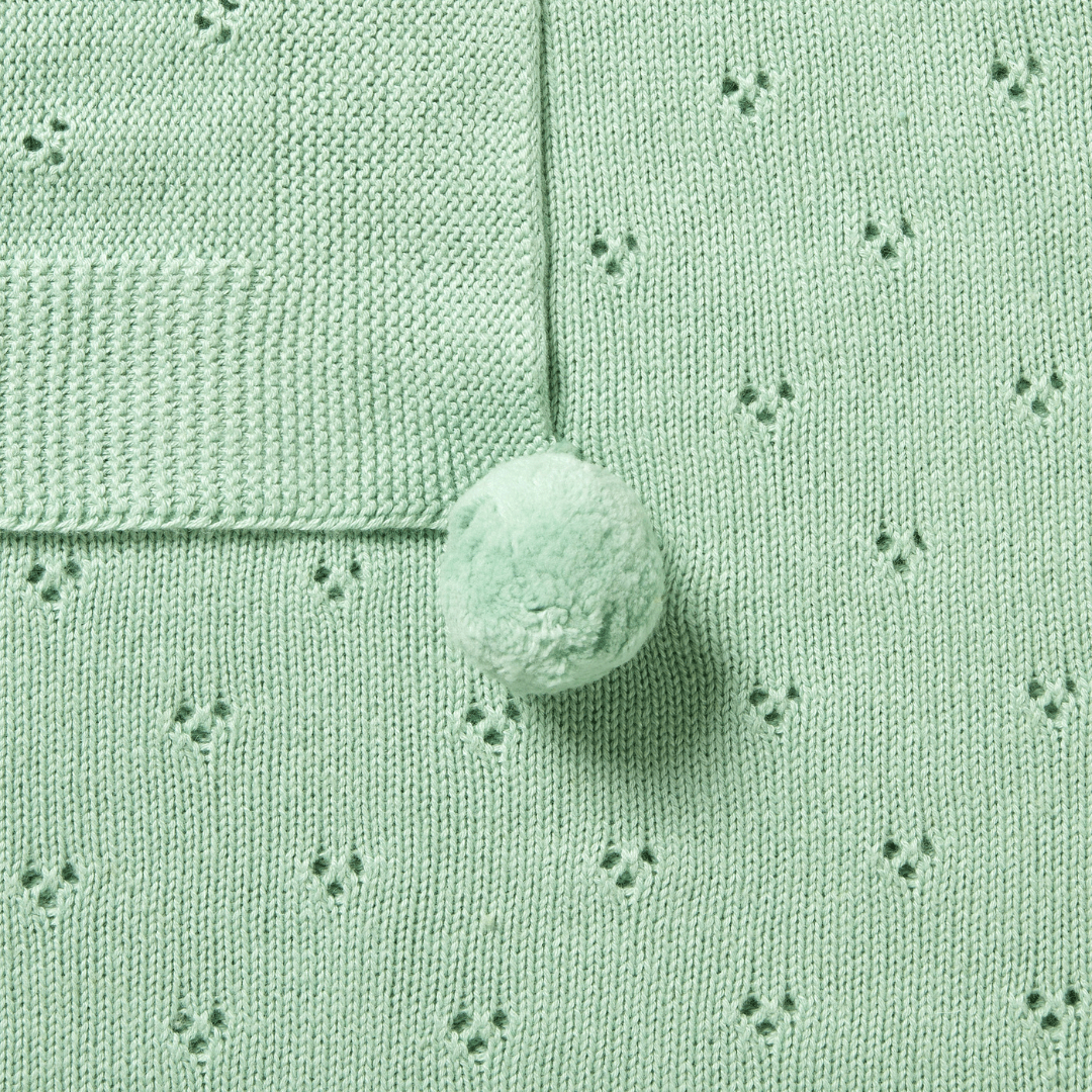Close-Up-Of-Wilson-And-Frenchy-Knitted-Pointelle-Baby-Blanket-Mint-Green-Naked-Baby-Eco-Boutique