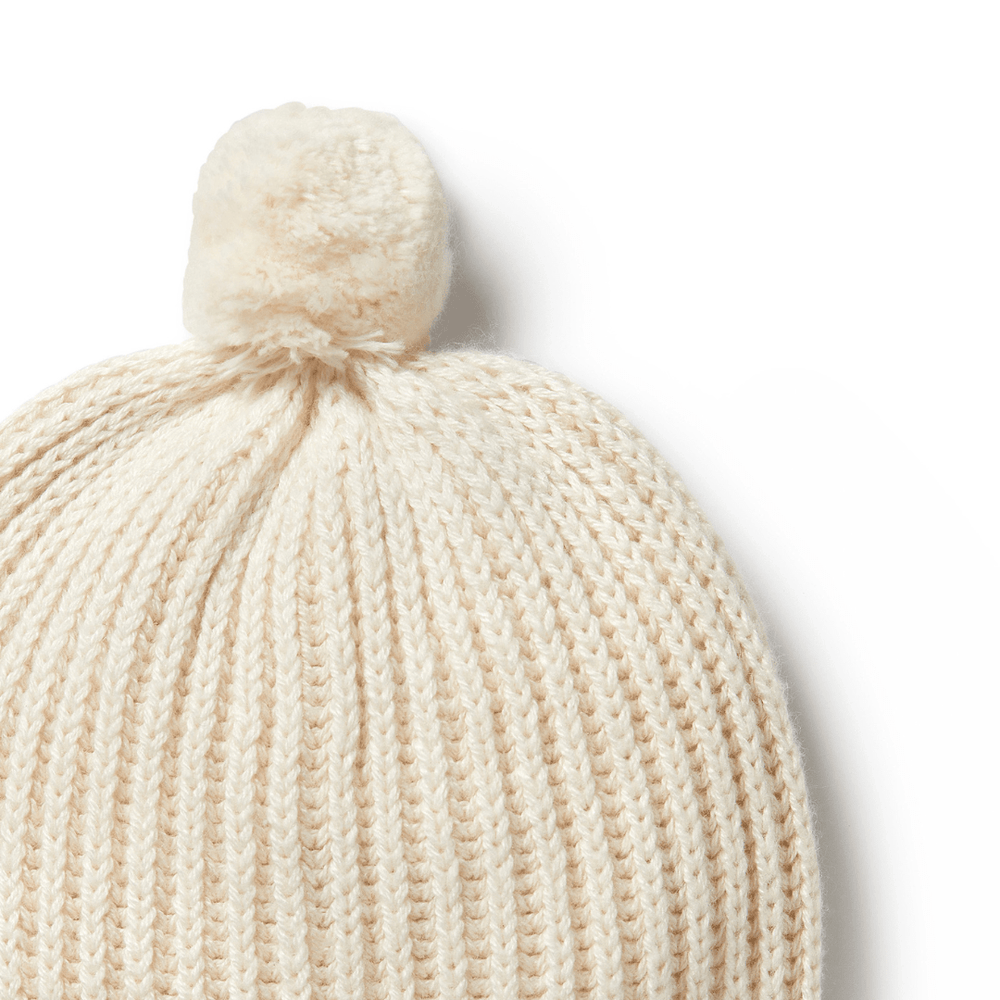Close-Up-Of-Wilson-And-Frenchy-Knitted-Ribbed-Hat-Ecru-Naked-Baby-Eco-Boutique