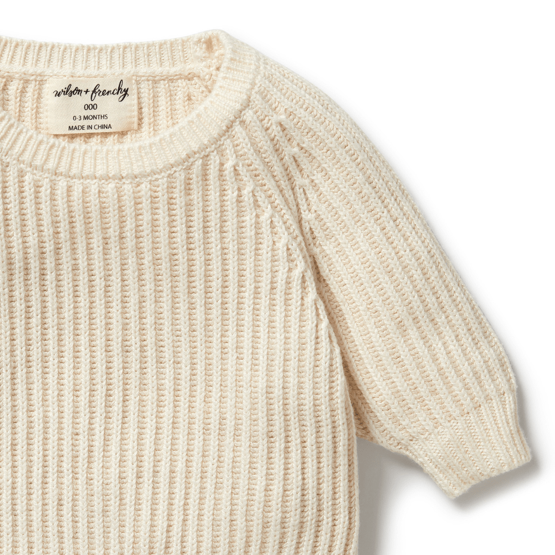 Close-Up-Of-Wilson-And-Frenchy-Knitted-Ribbed-Jumper-Ecru-Naked-Baby-Eco-Boutique