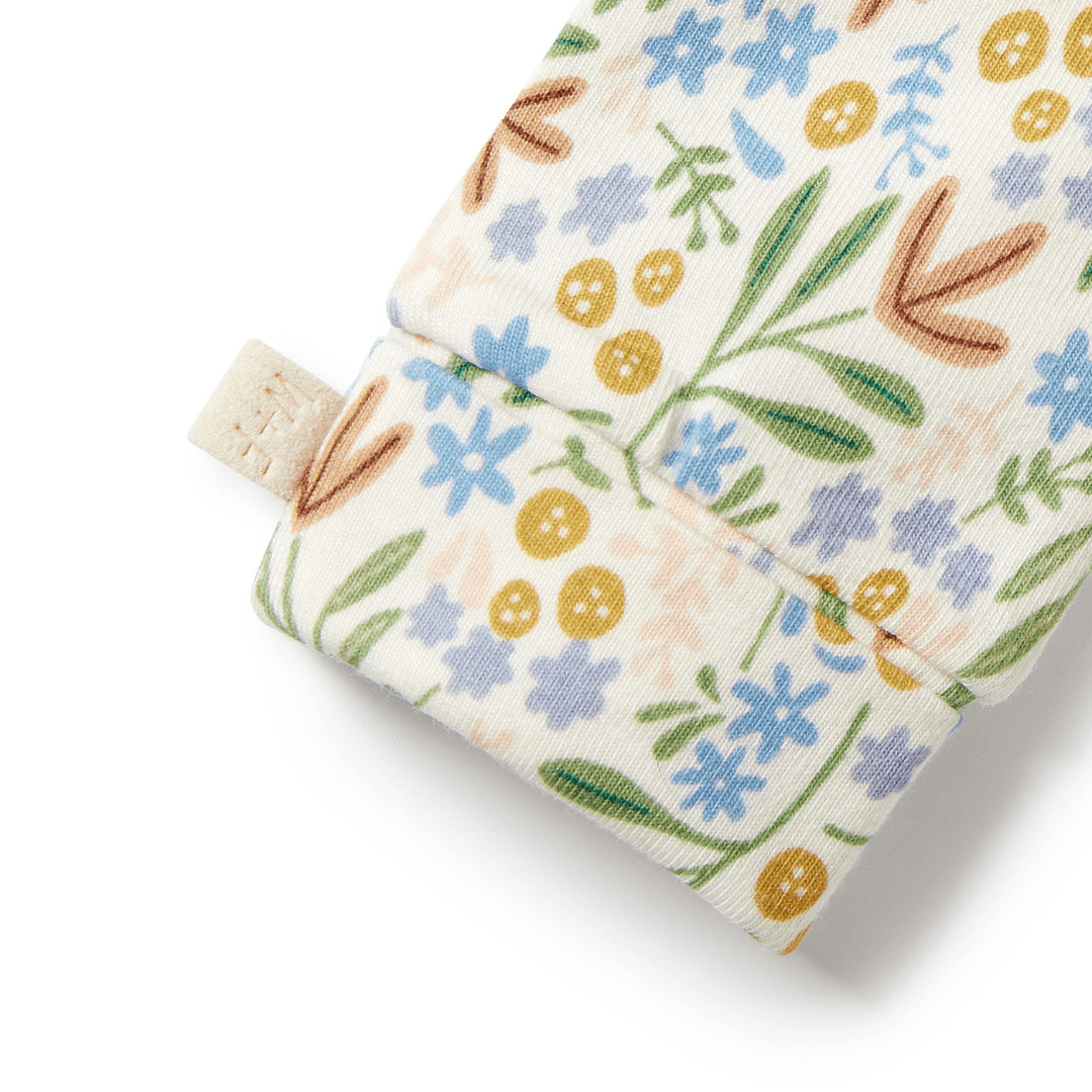 Close-Up-Of-Wilson-And-Frenchy-Organic-Baby-Mittens-Tinker-Floral-Naked-Baby-Eco-Boutique
