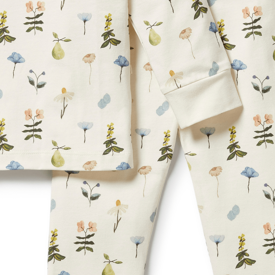 Close-Up-Of-Wilson-And-Frenchy-Organic-Long-Sleeved-Pyjamas-Petit-Garden-Naked-Baby-Eco-Boutique