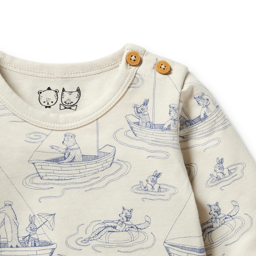 Close-Up-Of-Wilson-And-Frenchy-Organic-Long-Sleeved-Top-Sail-Away-Naked-Baby-Eco-Boutique