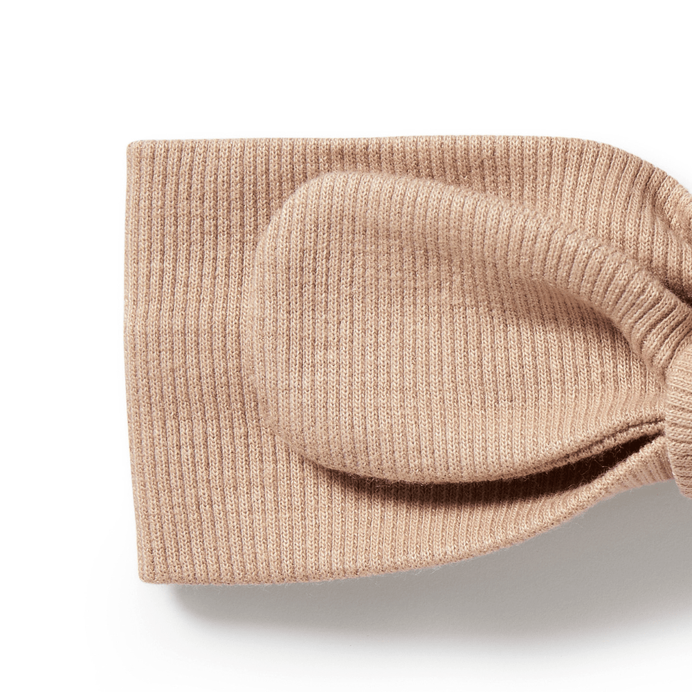 Close-Up-Of-Wilson-And-Frenchy-Organic-Rib-Headband-Fawn-Naked-Baby-Eco-Boutique