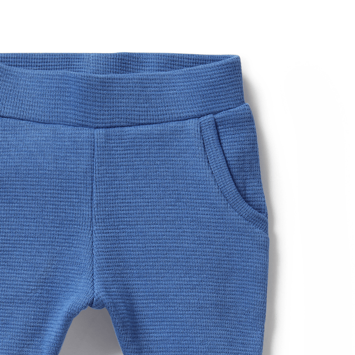 Close-Up-Of-Wilson-And-Frenchy-Organic-Waffle-Pants-Brilliant-Blue-Naked-Baby-Eco-Boutique