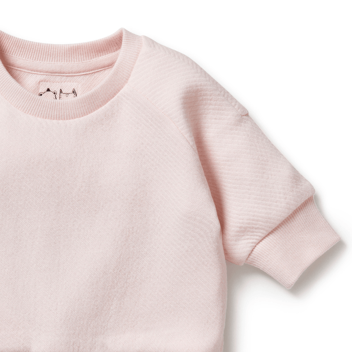 Close-Up-Of-Wilson-And-Frenchy-Organinc-Quilted-Sweat-Top-Pink-Naked-Baby-Eco-Boutique