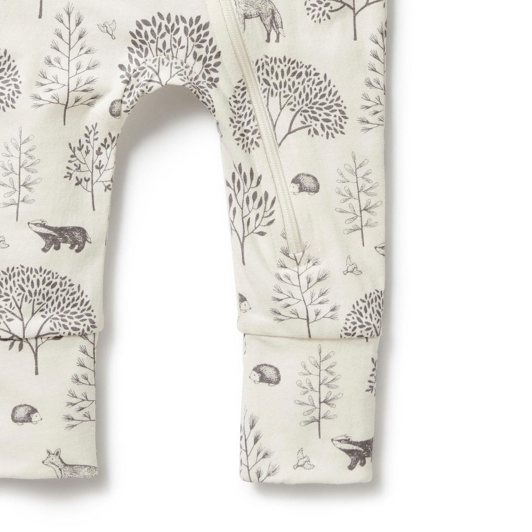 Close-Up-Of-Zip-And-Leg-Wilson-And-Frenchy-Organic-Pyjamas-Woodland-Naked-Baby-Eco-Boutique