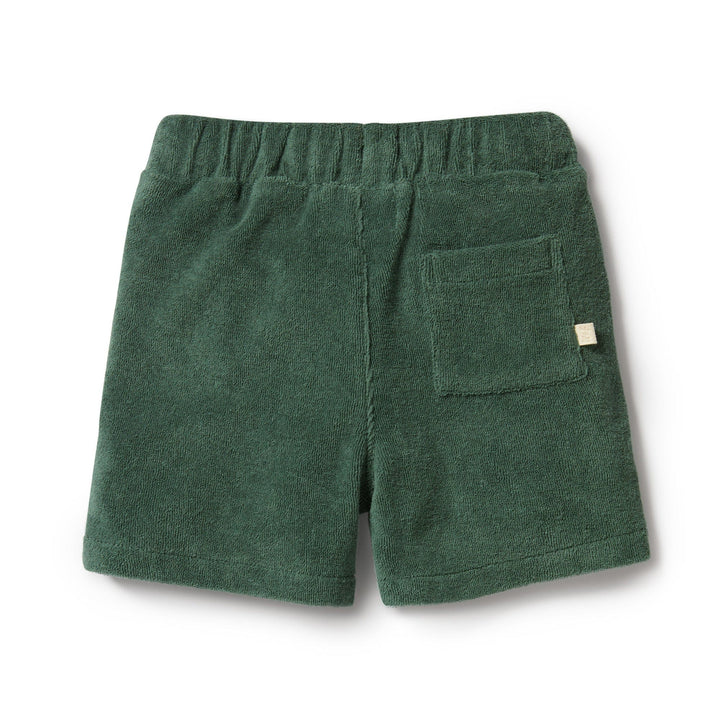 A child's Wilson & Frenchy organic terry shorts with pockets, perfect for summer.