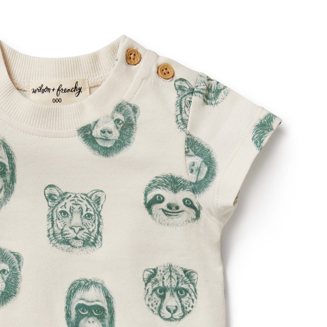 A soft Wilson & Frenchy Organic Tee with animals on it.